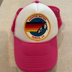 Aviator Nation Trucker hat. Neon Pink